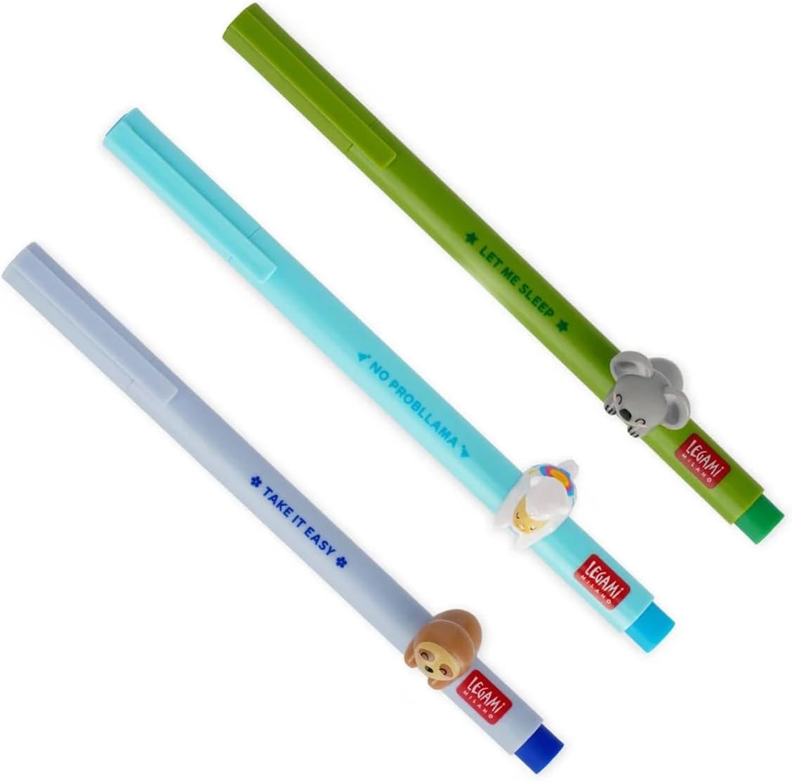 Legami Lovely Friends 3er-Set Gelstifte - Faultier, Lama, Koala