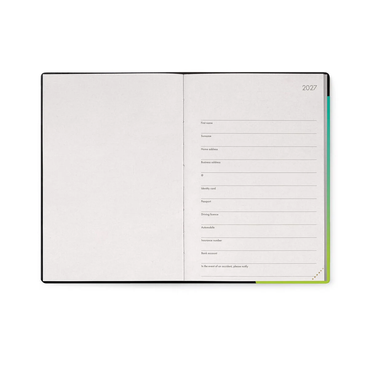 Legami Medium Weekly Diary mit Notizbuch „Shades of Green“ – 2028
